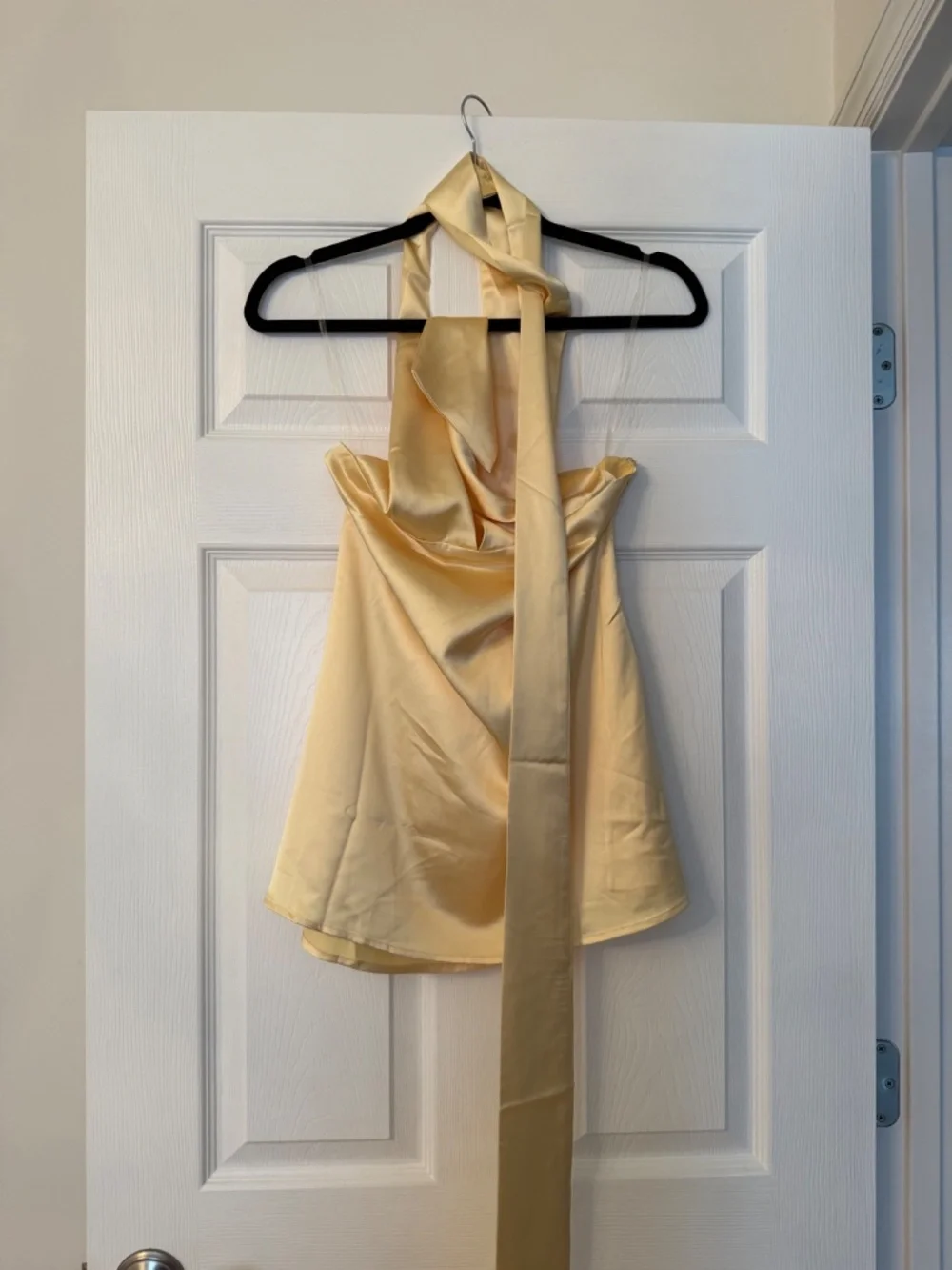 Peppermayo Alicia Satin Halter Mini Dress - Pastel Yellow